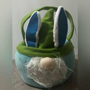 Gnome Easter Egg Basket Blue, Green, & White Rabbit Ears Spring “New”  Ashland